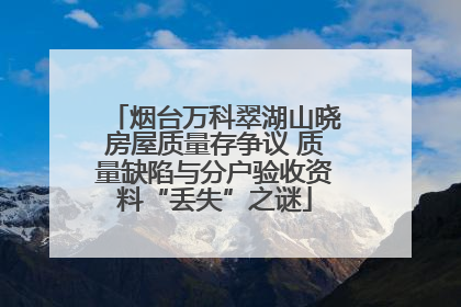 烟台万科翠湖山晓房屋质量存争议 质量缺陷与分户验收资料“丢失”之谜