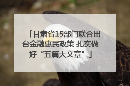 甘肃省15部门联合出台金融惠民政策 扎实做好“五篇大文章”