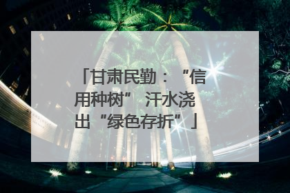 甘肃民勤：“信用种树” 汗水浇出“绿色存折”