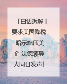 白话拆解丨要求美国降税 暗示施压美企 法德领导人同日发声