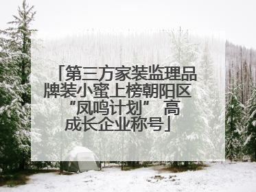 第三方家装监理品牌装小蜜上榜朝阳区 “凤鸣计划” 高成长企业称号