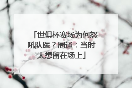 世俱杯赛场为何怒吼队医？周通：当时太想留在场上
