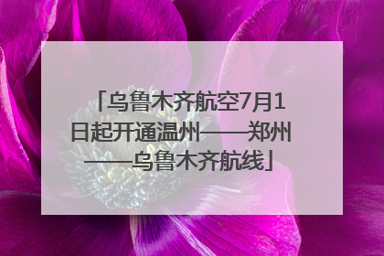 乌鲁木齐航空7月1日起开通温州——郑州——乌鲁木齐航线