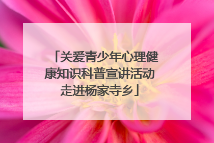 关爱青少年心理健康知识科普宣讲活动走进杨家寺乡