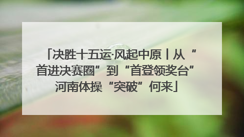 决胜十五运·风起中原丨从“首进决赛圈”到“首登领奖台” 河南体操“突破”何来