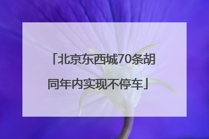 北京东西城70条胡同年内实现不停车