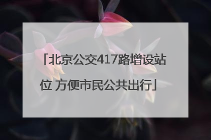 北京公交417路增设站位 方便市民公共出行