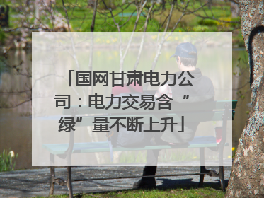 国网甘肃电力公司：电力交易含“绿”量不断上升