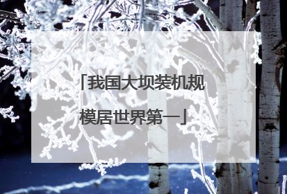 我国大坝装机规模居世界第一