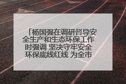 杨国强在调研督导安全生产和生态环保工作时强调 坚决守牢安全环保底线红线 为全市经济社会高质量发展提供坚强保障