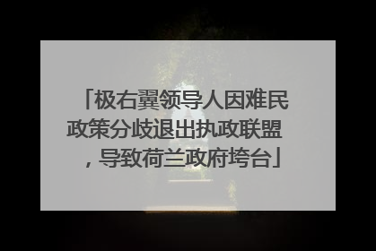 极右翼领导人因难民政策分歧退出执政联盟，导致荷兰政府垮台