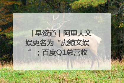 早资道｜阿里大文娱更名为“虎鲸文娱”；百度Q1总营收325亿元超预期