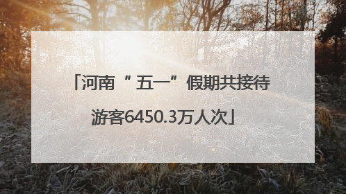 河南“ 五一”假期共接待游客6450.3万人次