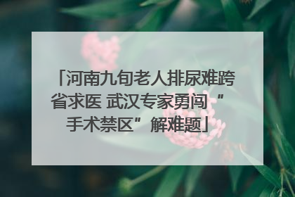 河南九旬老人排尿难跨省求医 武汉专家勇闯“手术禁区”解难题