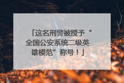 这名刑警被授予“全国公安系统二级英雄模范”称号！