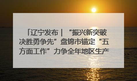 辽宁发布｜“振兴新突破 决胜勇争先”盘锦市锚定“五方面工作”力争全年地区生产总值增长5.5%左右