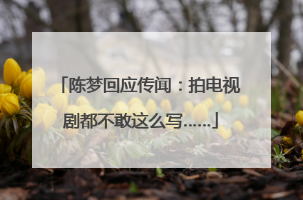 陈梦回应传闻：拍电视剧都不敢这么写……
