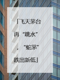 飞天茅台再“跳水”，“蛇茅”跌出新低