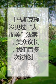 马斯克称没见过“大而美”法案，美众议长：我们曾多次讨论