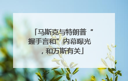 马斯克与特朗普“握手言和”内幕曝光，和万斯有关