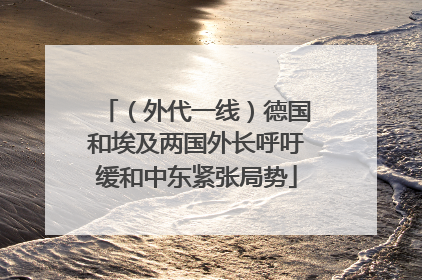 （外代一线）德国和埃及两国外长呼吁缓和中东紧张局势