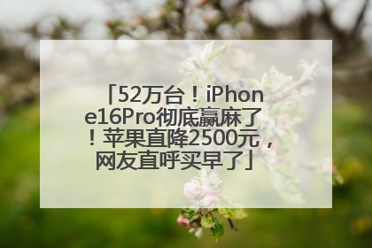 52万台！iPhone16Pro彻底赢麻了！苹果直降2500元，网友直呼买早了